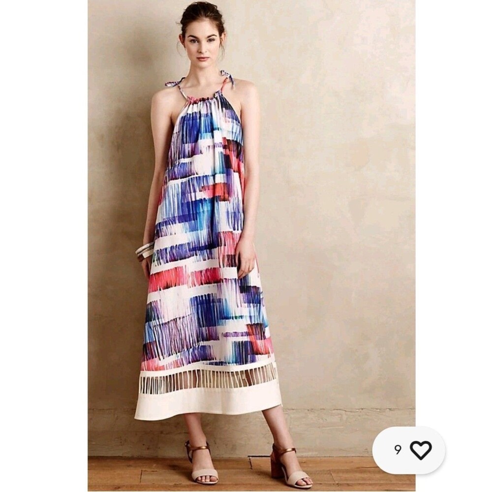 Anthropologie Sonora Dress SB Sachin & Babi Watercolor Sz MP orig $188